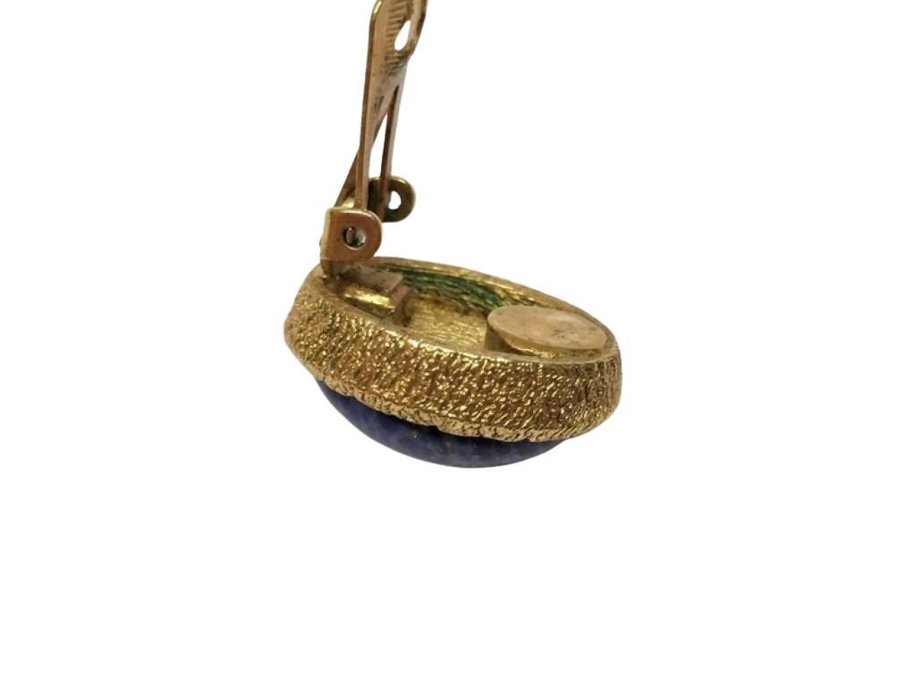 Dior Earrings Blue Gold Lapis Lazuli Metal — view 8