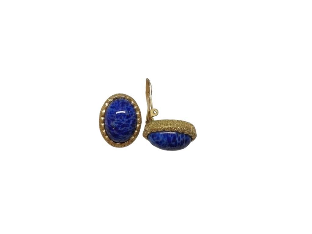 Dior Earrings Blue Gold Lapis Lazuli Metal — view 2