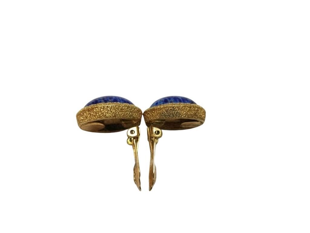 Dior Earrings Blue Gold Lapis Lazuli Metal — view 5