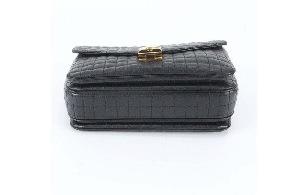 Celine Shoulder Bag C Medium Black Leather Quilted Chain Gold — view 4