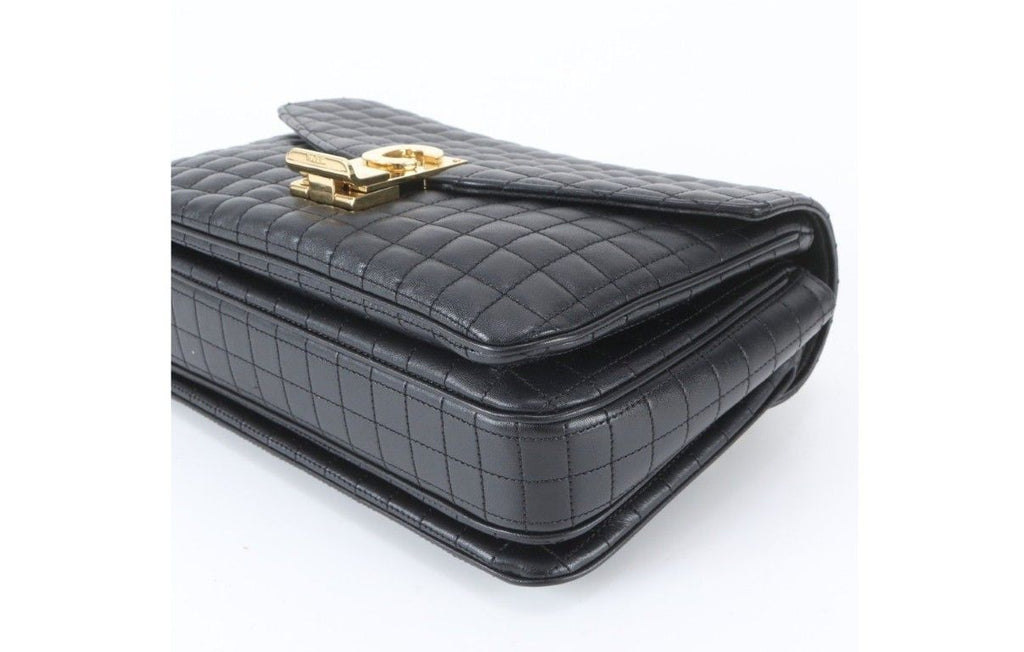Celine Shoulder Bag C Medium Black Leather Quilted Chain Gold — view 3