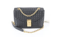 Celine Shoulder Bag C Medium Black Leather Quilted Chain Gold