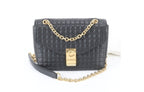 Celine Shoulder Bag C Medium Black Leather Quilted Chain Gold
