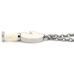 Hermes Necklace Cavaliere Metal Lacquer White Silver Chess Piece Knight Horse — view 2