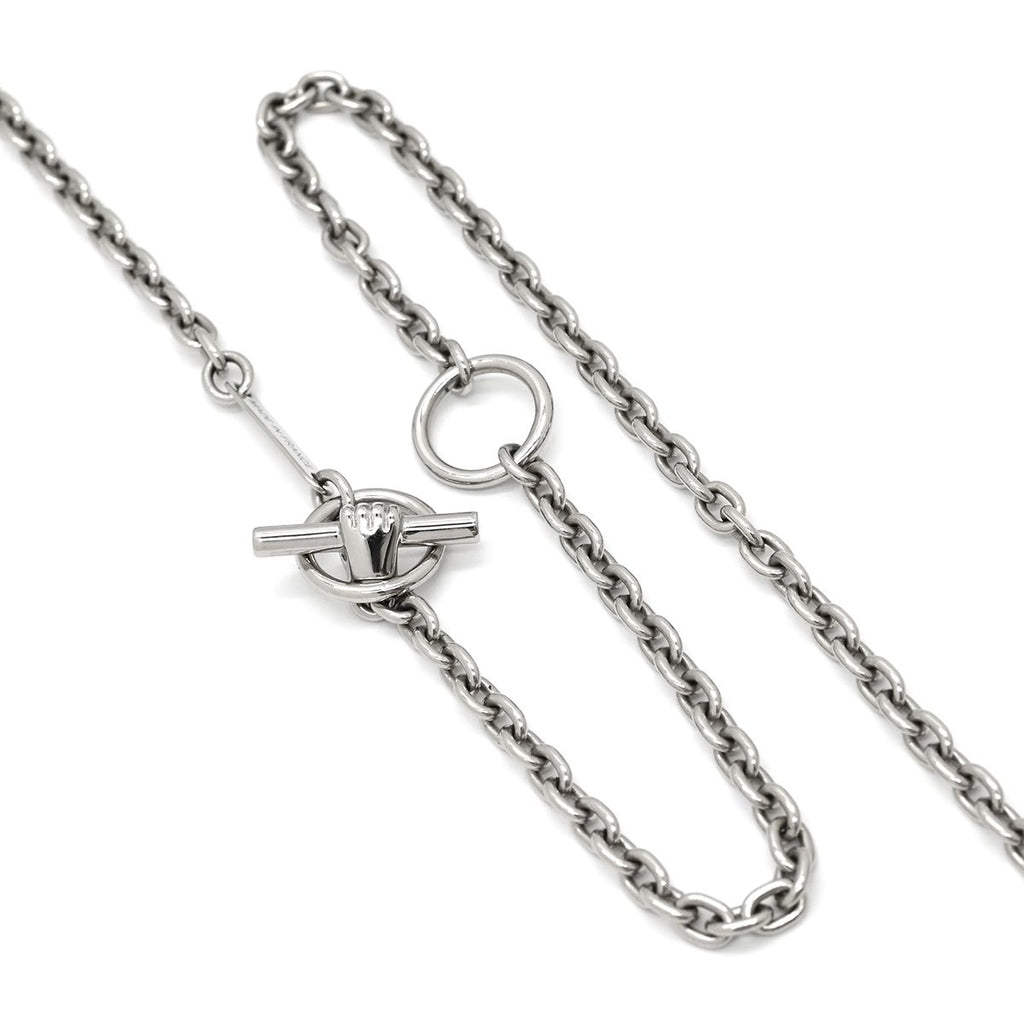 Hermes Necklace Cavaliere Metal Lacquer White Silver Chess Piece Knight Horse — view 4