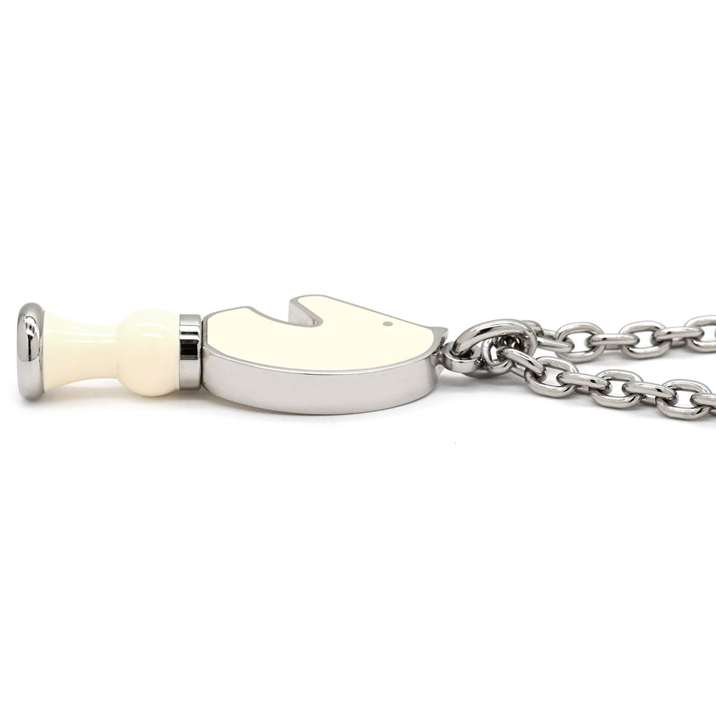 Hermes Necklace Cavaliere Metal Lacquer White Silver Chess Piece Knight Horse — view 2