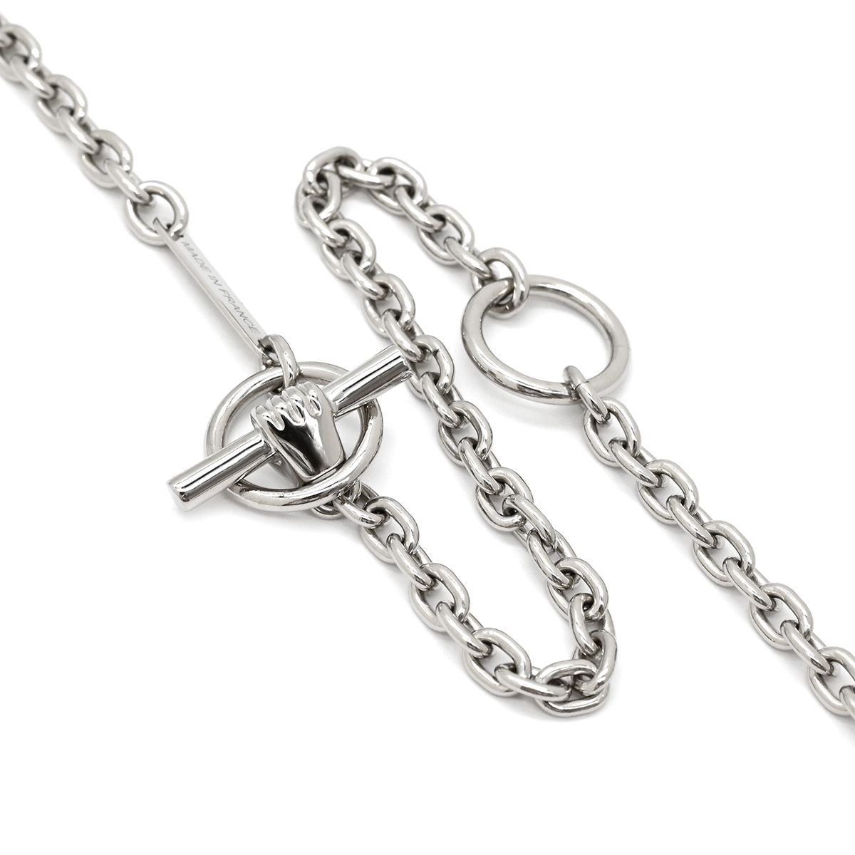 Hermes Necklace Cavaliere Metal Lacquer White Silver Chess Piece Knight Horse — view 3