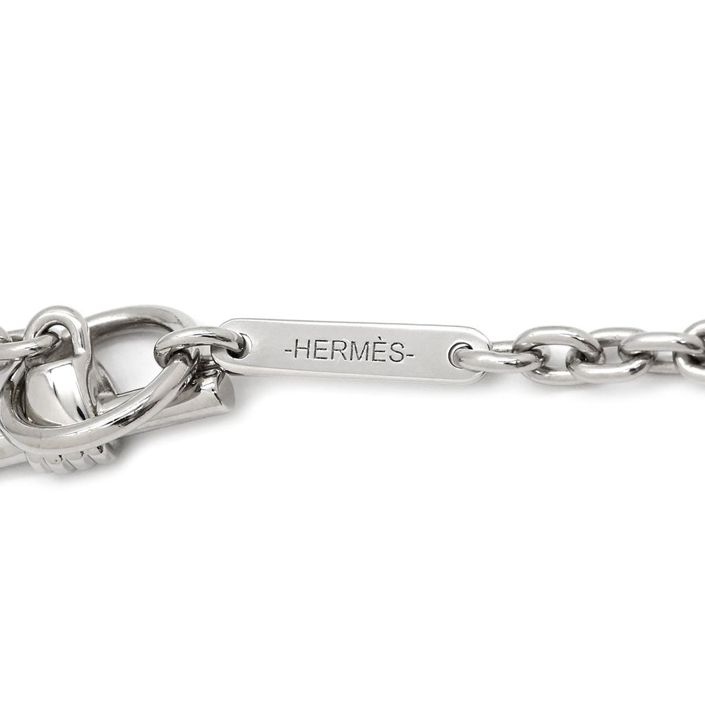 Hermes Necklace Cavaliere Metal Lacquer White Silver Chess Piece Knight Horse — view 5