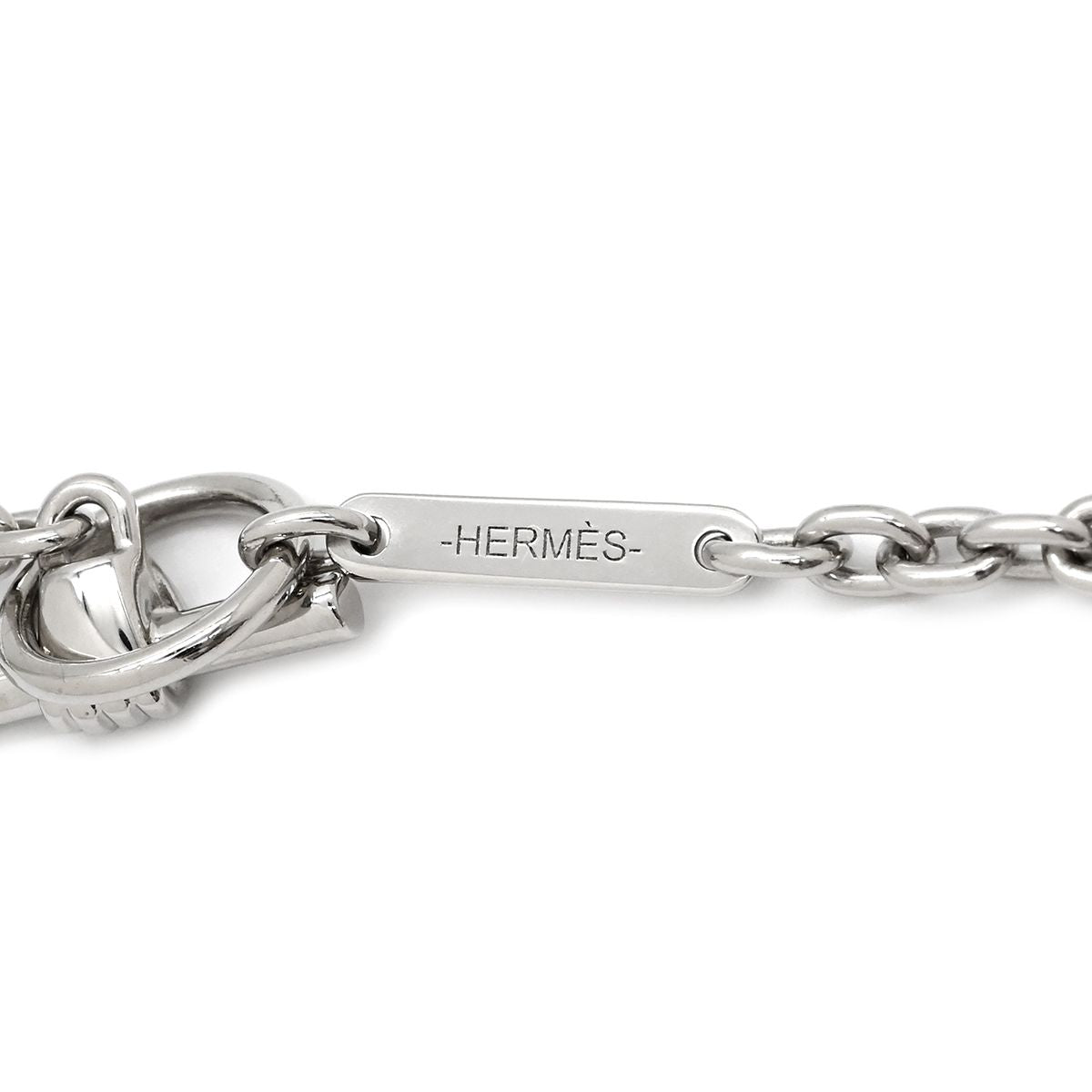 Hermes Necklace Cavaliere Metal Lacquer White Silver Chess Piece Knight Horse — view 5