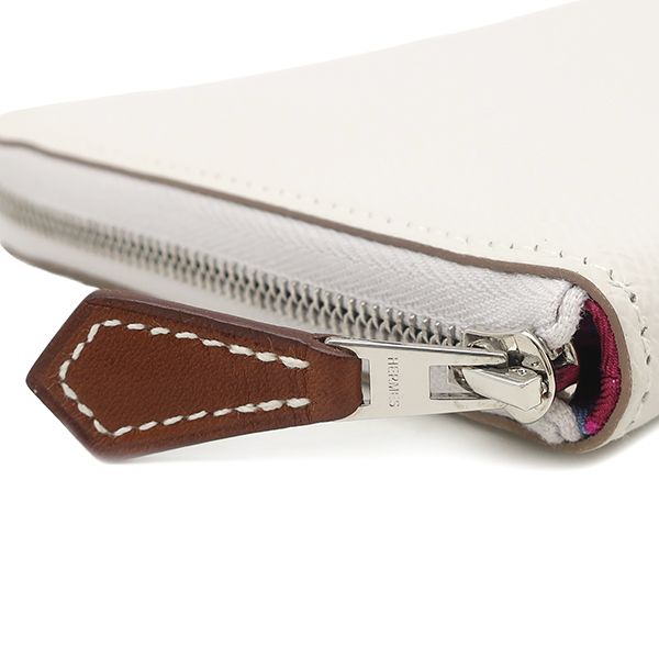 Hermes Wallet Azap Long Silk'in Veau Epsom Gripaire Ruby Silver White — view 6