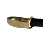 Gucci Logo Buckle Leather Narrow Belt 65 Black — view 3