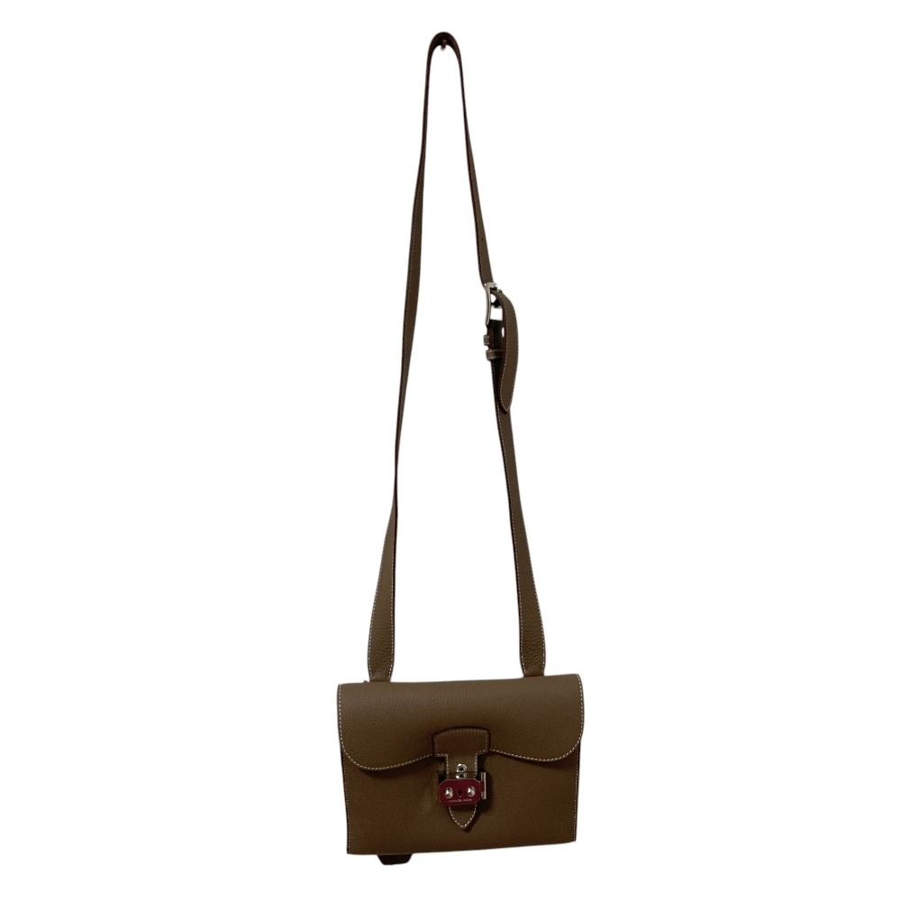Hermes Sac a Depeche 21 Shoulder Bag Etoupe Silver — view 5