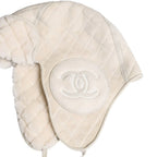 Chanel Pilot Cap White Ivory CC Logo Hat — view 3