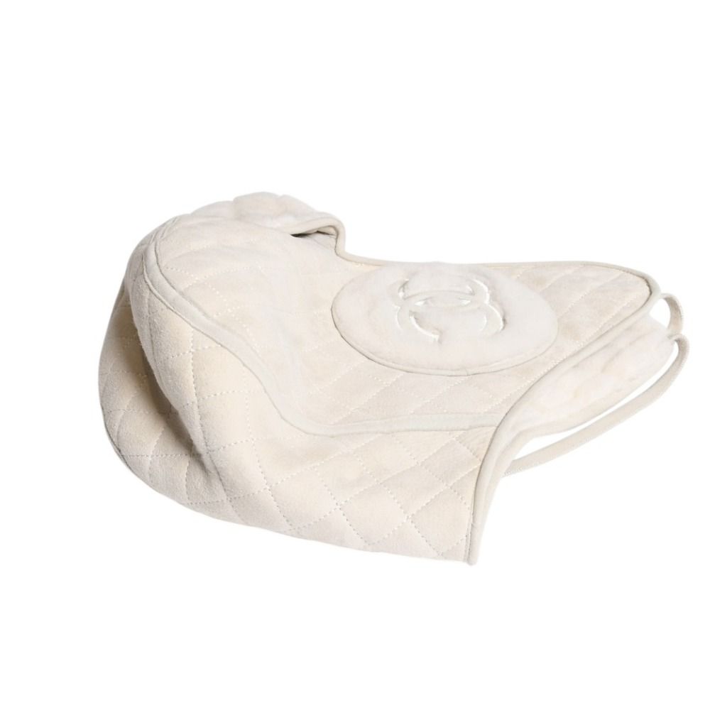 Chanel Pilot Cap White Ivory CC Logo Hat — view 5
