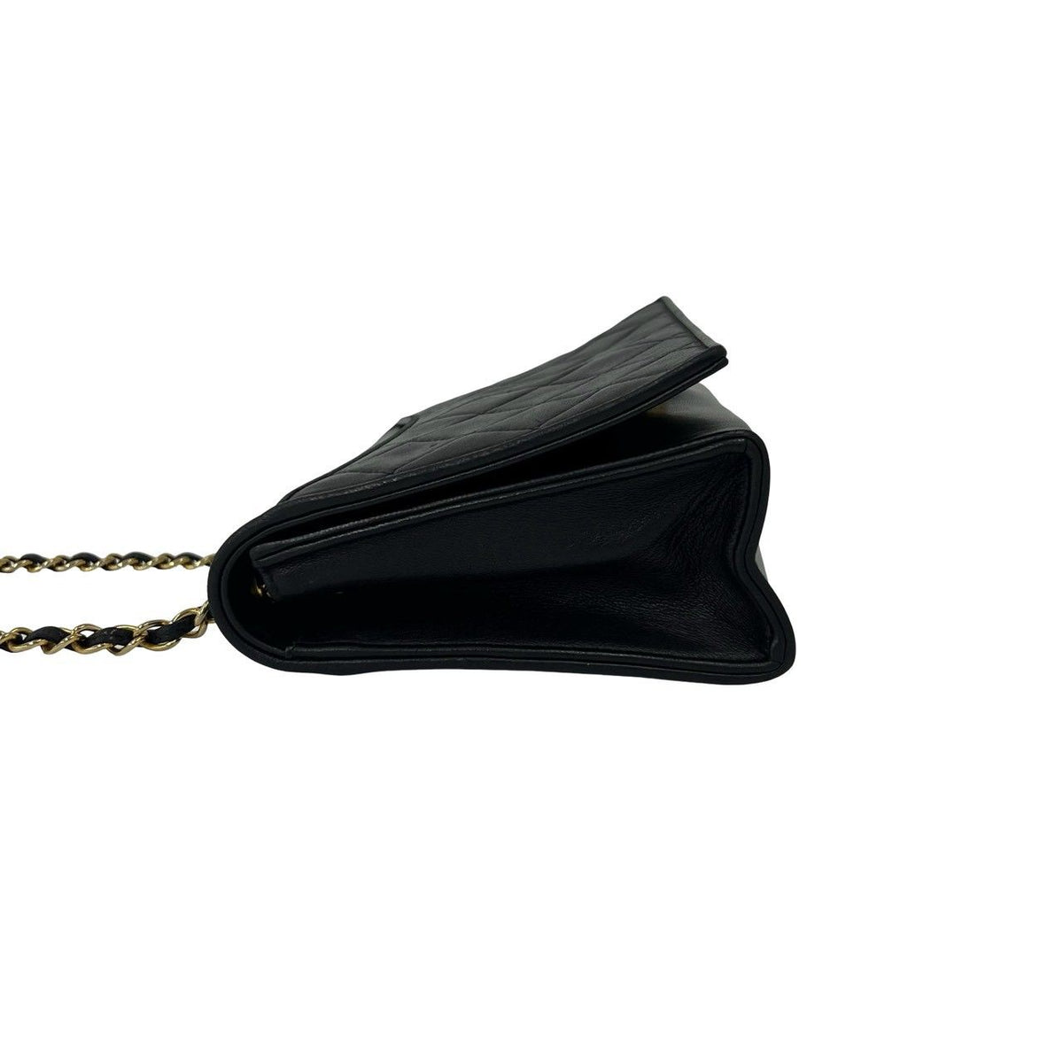 Chanel Quilted CC Logo Lambskin Shoulder Bag Pochette Black — view 5