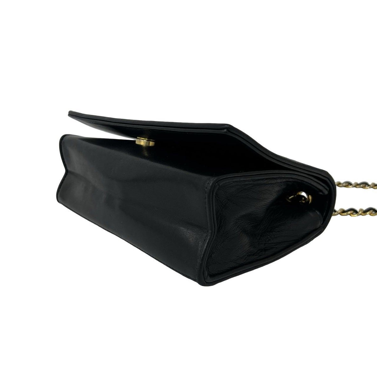 Chanel Quilted CC Logo Lambskin Shoulder Bag Pochette Black — view 8