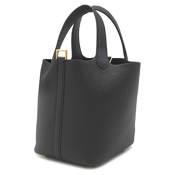 Hermes Handbag Picotin Lock 18 PM Taurillon Clemence Black Gold — view 2