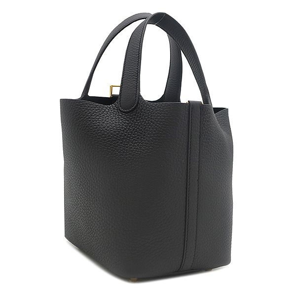Hermes Handbag Picotin Lock 18 PM Taurillon Clemence Black Gold — view 3