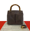 Gucci Vintage Bamboo Leather 2-Way Shoulder Bag Brown