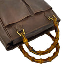 Gucci Vintage Bamboo Leather 2-Way Shoulder Bag Brown — view 4