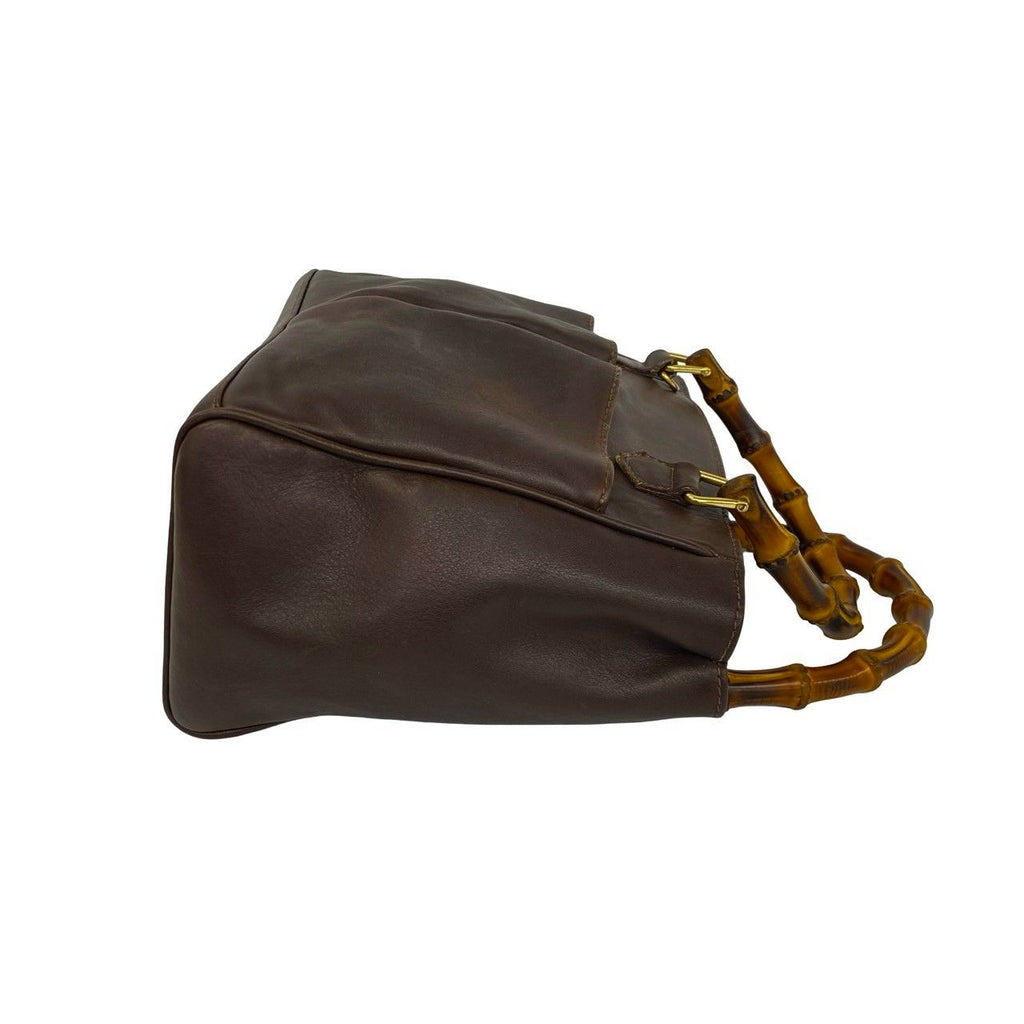 Gucci Vintage Bamboo Leather 2-Way Shoulder Bag Brown — view 6