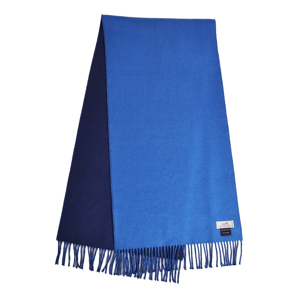 Hermes Scarf Shawl Fringe Cashmere Navy — view 2