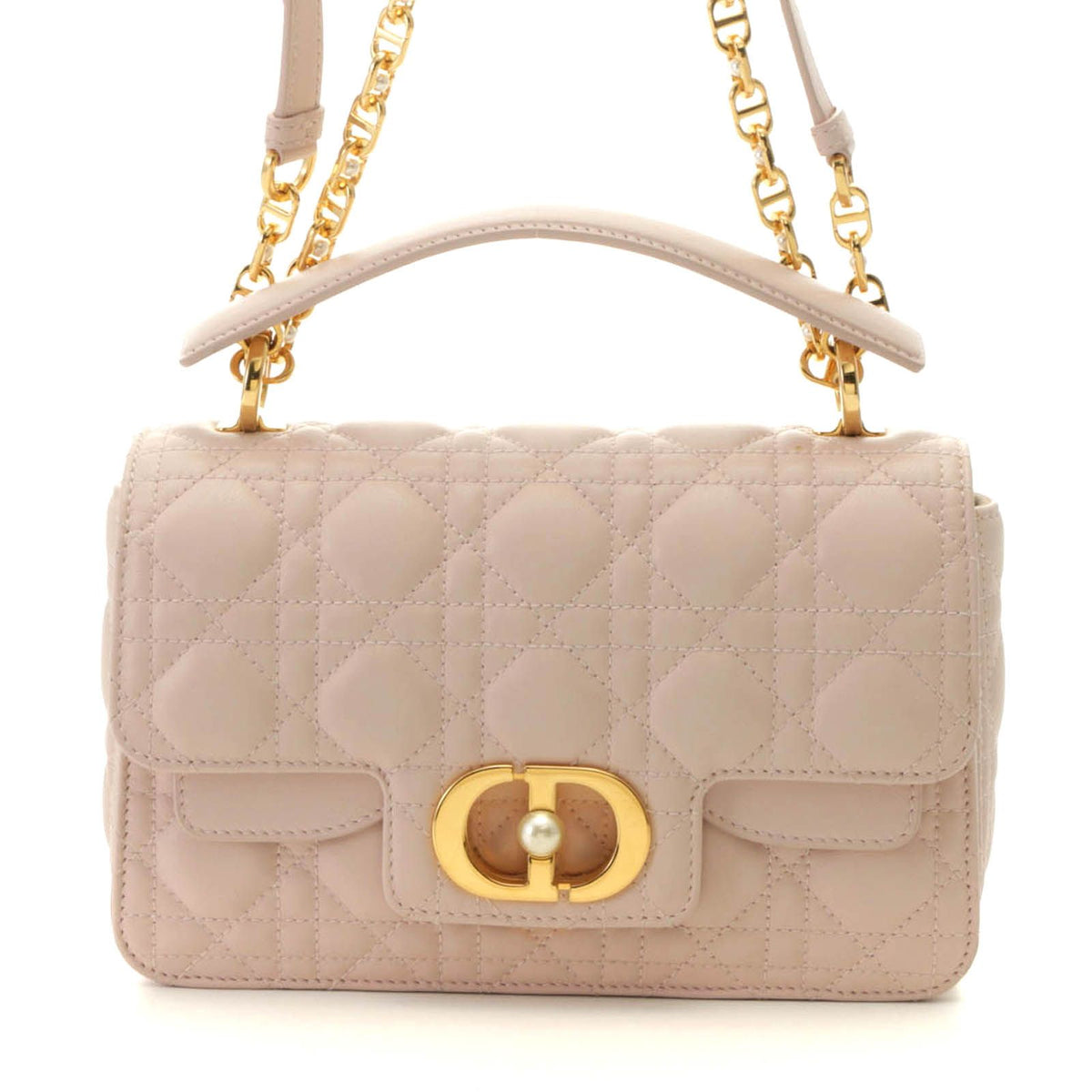 Dior Cannage Jolly Top Handle Bag Small Light Pink Handbag Leather