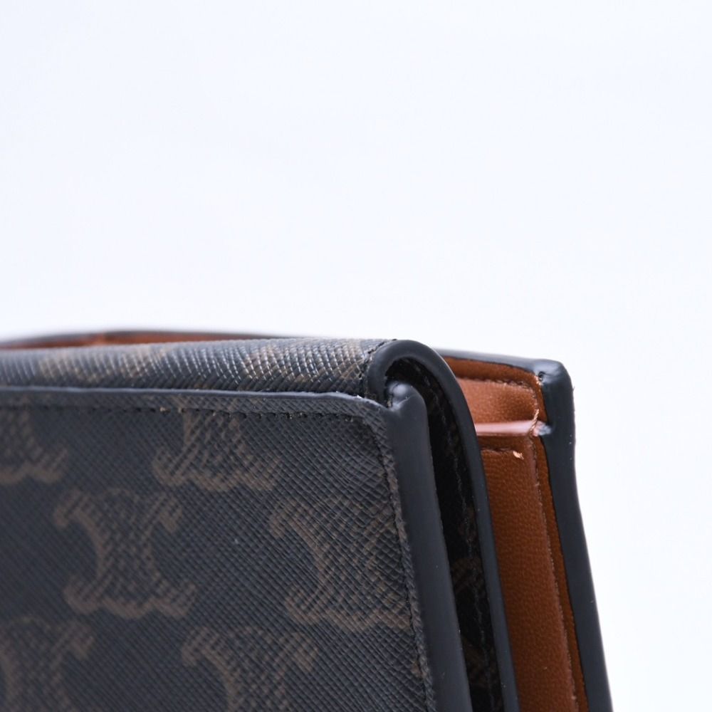 Celine Travel Kit Triomphe Canvas Amenity Calfskin Brown Gold Vanity Bag — view 8