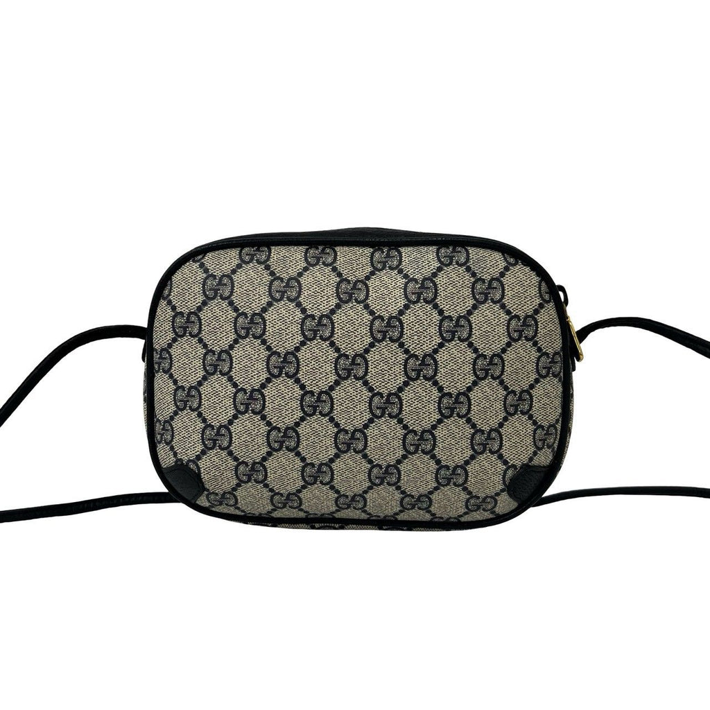 Gucci Vintage Sherry Line GG Logo Leather Shoulder Bag Navy — view 3