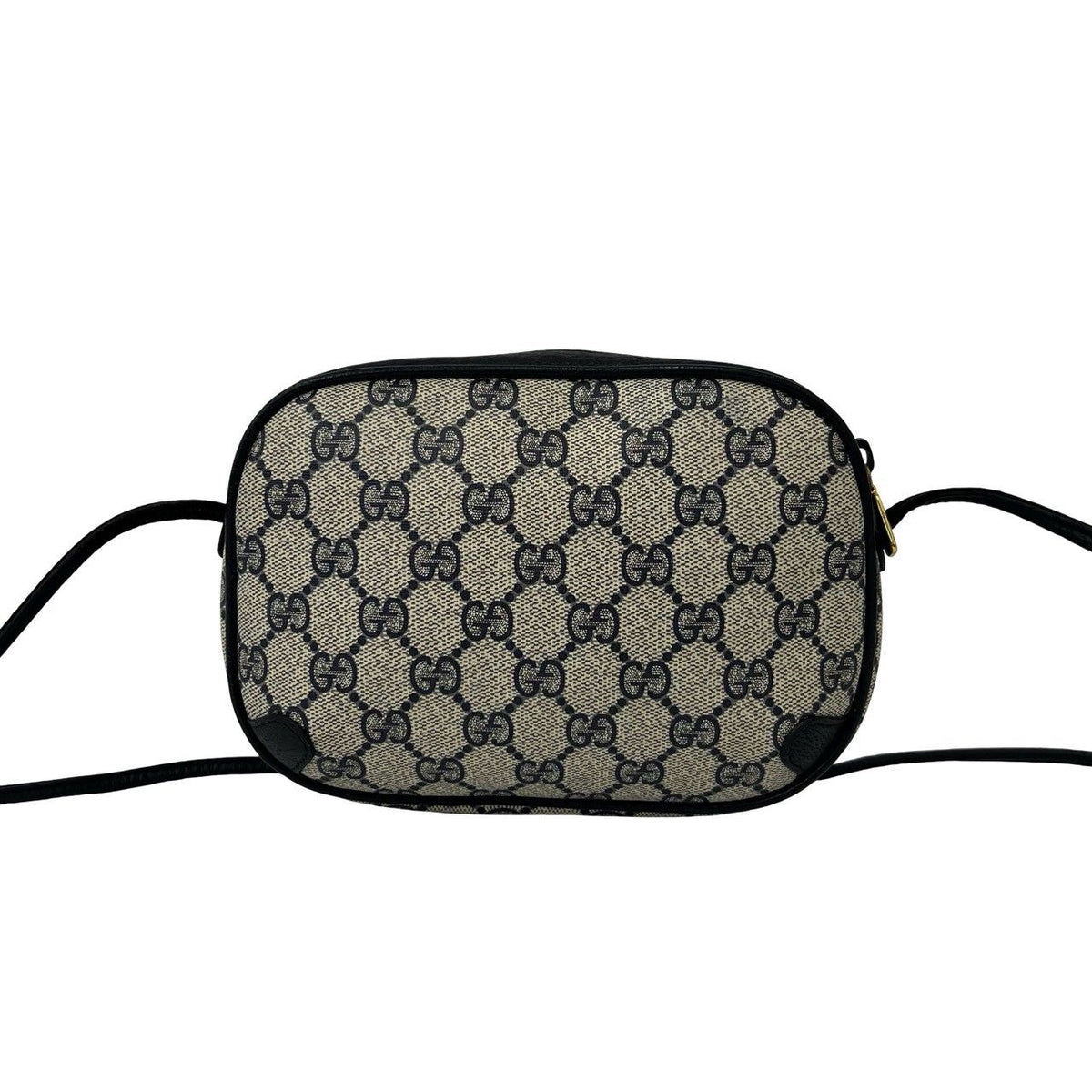 Gucci Vintage Sherry Line GG Logo Leather Shoulder Bag Navy — view 3