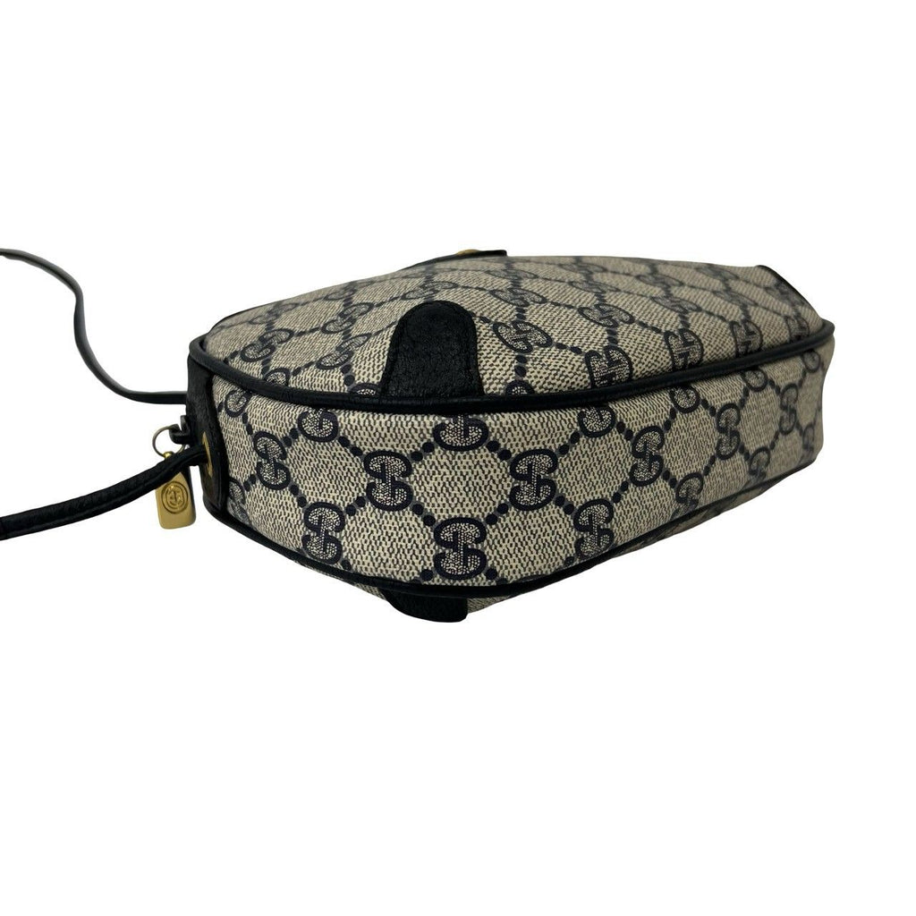 Gucci Vintage Sherry Line GG Logo Leather Shoulder Bag Navy — view 7
