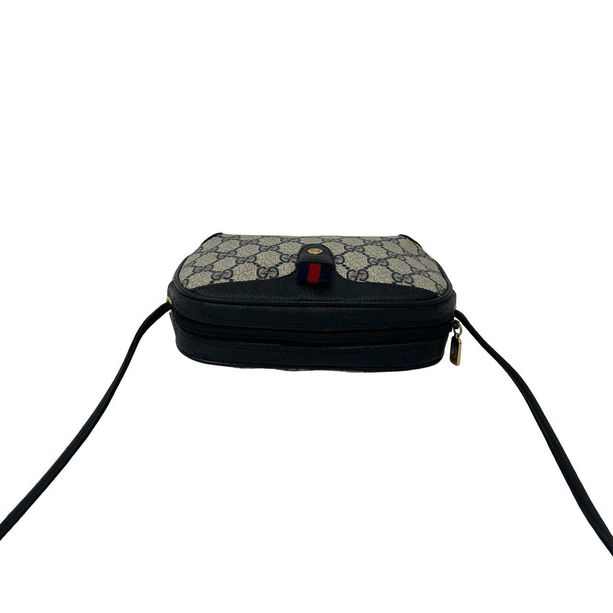 Gucci Vintage Sherry Line GG Logo Leather Shoulder Bag Navy — view 4