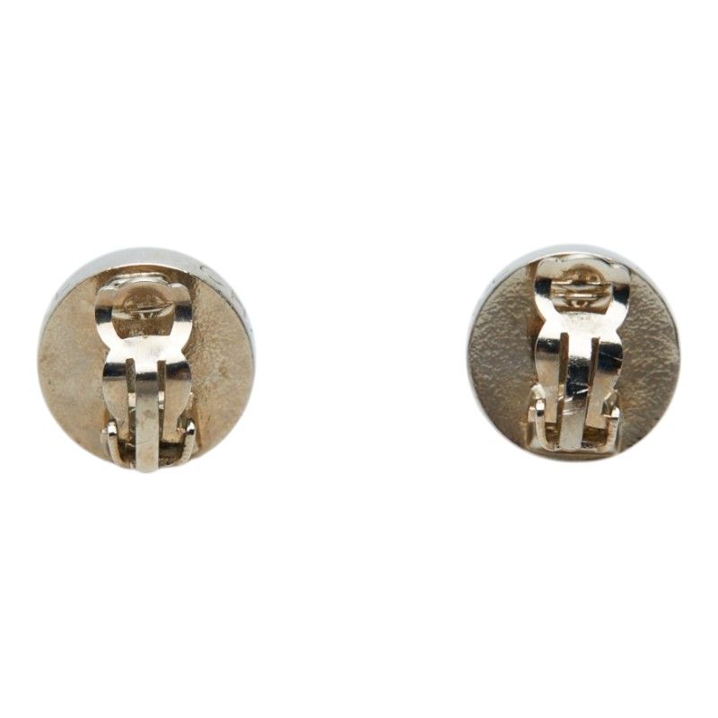 Chanel Logo Gripoix Earrings Silver Blue Metal — view 3