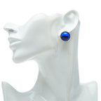 Chanel Logo Gripoix Earrings Silver Blue Metal — view 5
