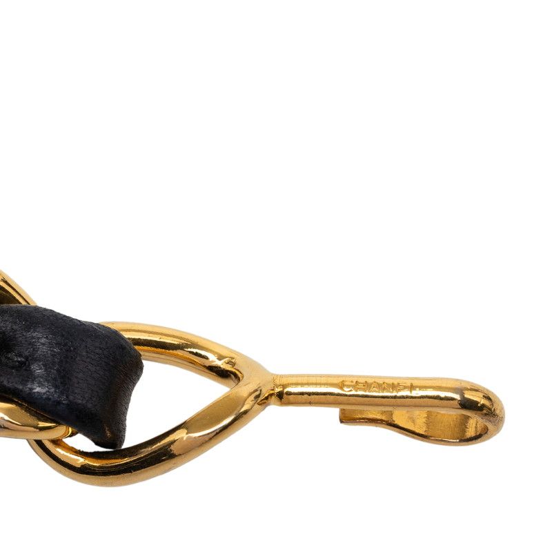 Chanel CC Logo Chain Belt Gold Black Plated Leather — view 3