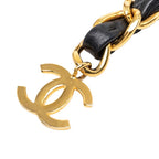 Chanel CC Logo Chain Belt Gold Black Plated Leather — view 2