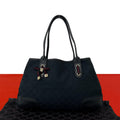 Gucci Sherry Line GG Canvas Pattern Leather Tote Bag Black