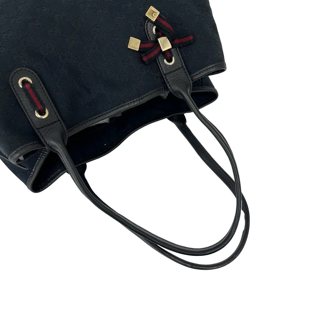 Gucci Sherry Line GG Canvas Pattern Leather Tote Bag Black — view 4
