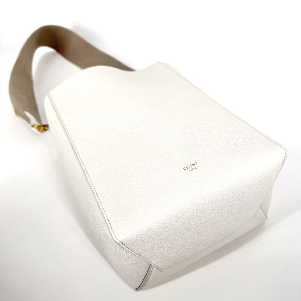 Celine Shoulder Bag Sangle Leather White Gold — view 3