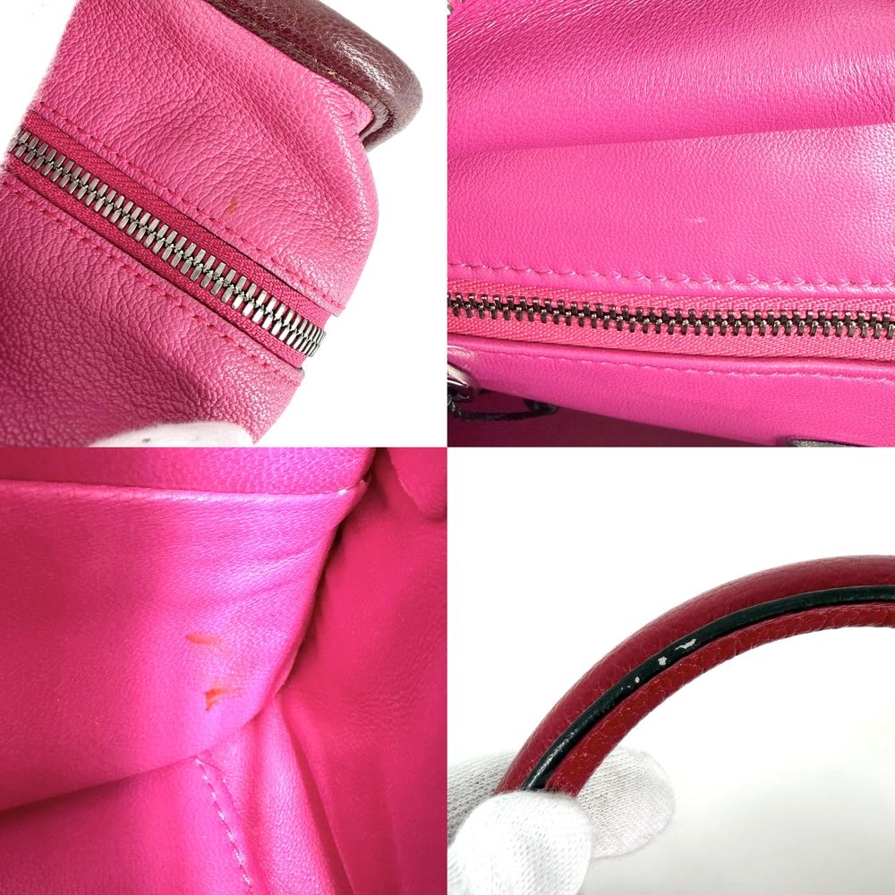 Loewe Anagram Amazona 28 Mini Boston Bag Leather Pink Red Silver — view 7