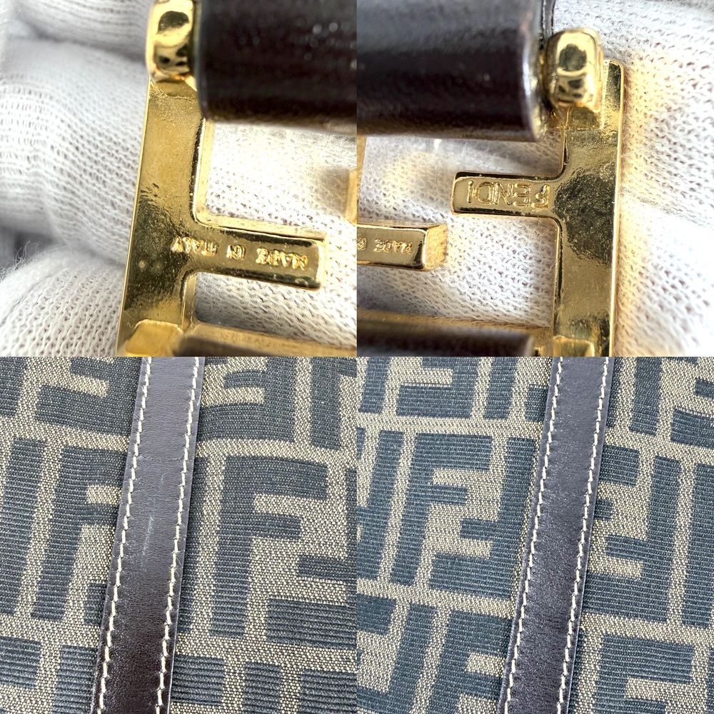 Fendi Tote Zucca Zipper Shoulder Bag Canvas Leather Brown Gold — view 7