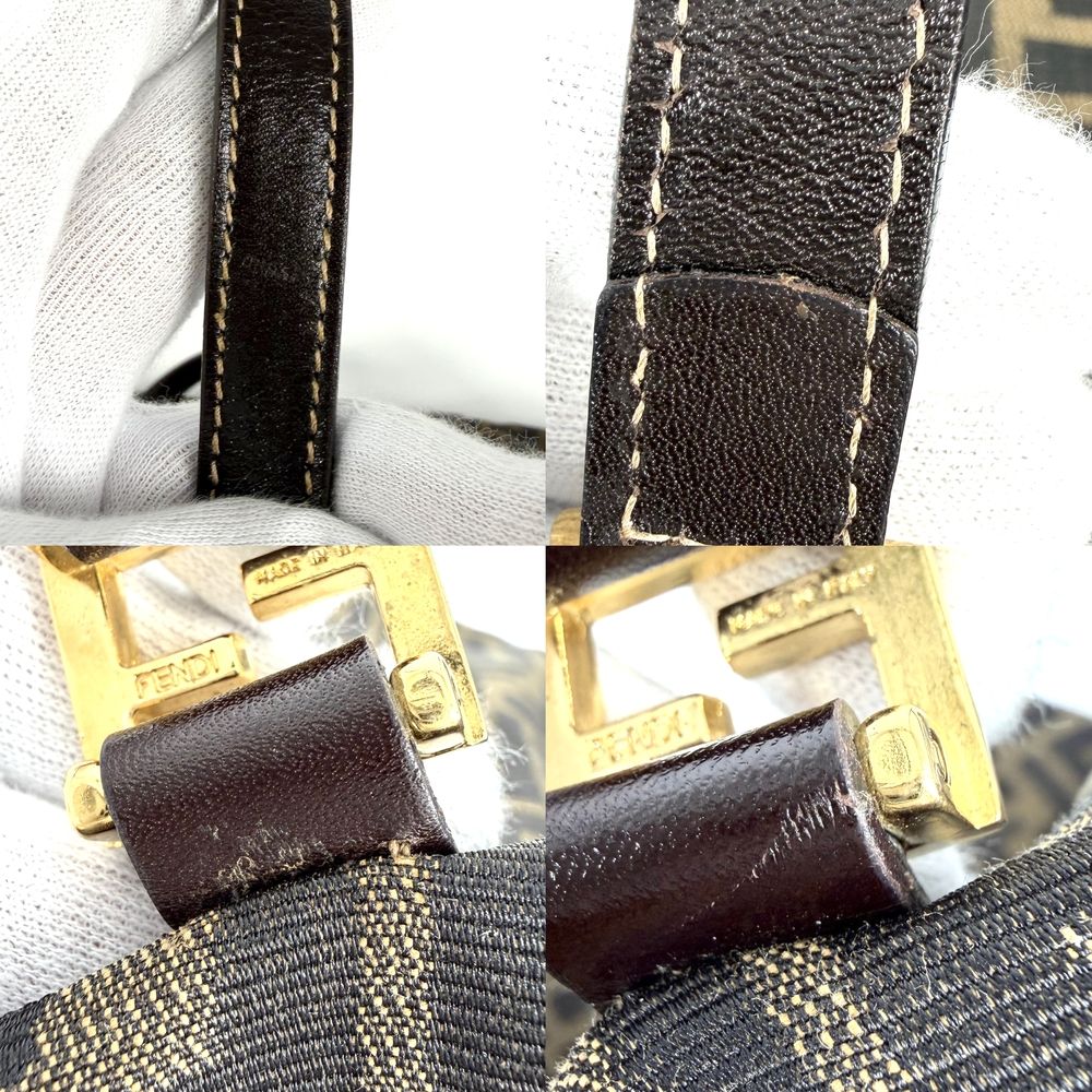 Fendi Tote Zucca Zipper Shoulder Bag Canvas Leather Brown Gold — view 8