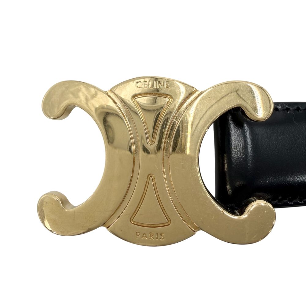 Celine Belt Triomphe Simple 85 Leather Black Gold — view 4