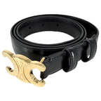 Celine Belt Triomphe Simple 85 Leather Black Gold — view 2