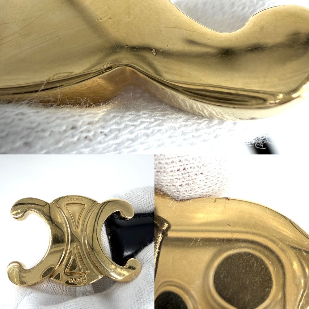 Celine Belt Triomphe Simple 85 Leather Black Gold — view 7