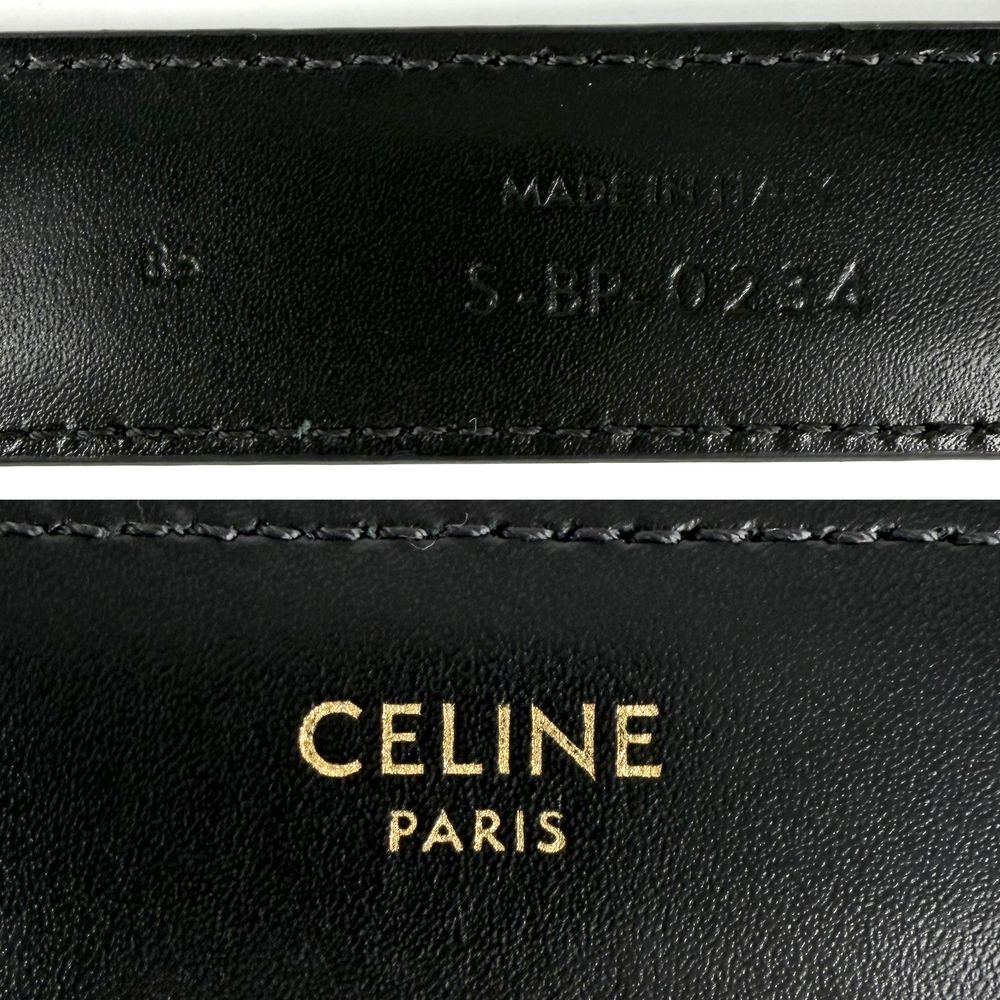 Celine Belt Triomphe Simple 85 Leather Black Gold — view 6