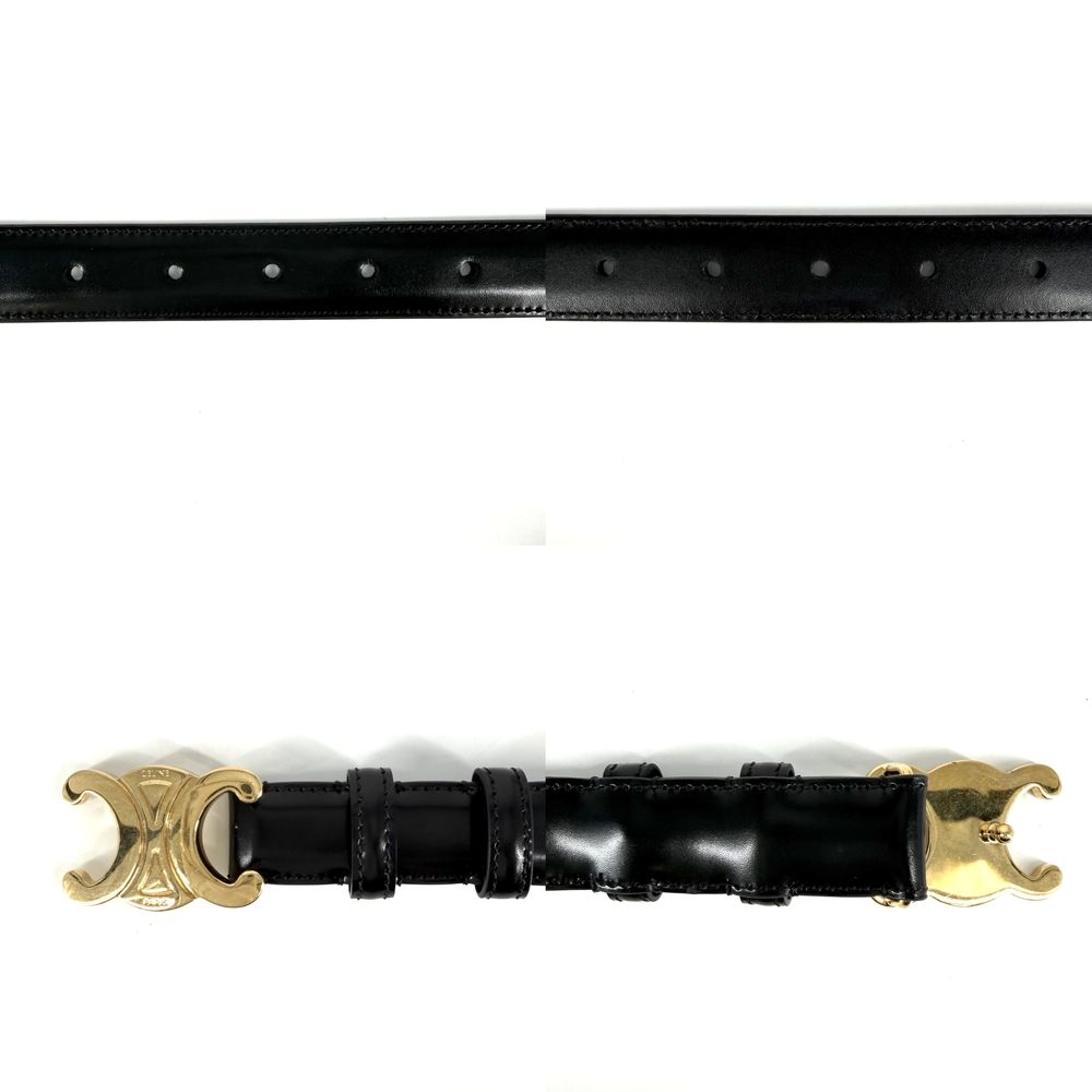 Celine Belt Triomphe Simple 85 Leather Black Gold — view 3