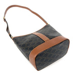 Celine Shoulder Bag Small Baguette Triomphe Brown Canvas Calfskin Tan Gold — view 3
