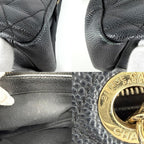 Chanel Tote Quilted CC Logo Handbag Shoulder Chain Caviar Leather Black Gold — view 7