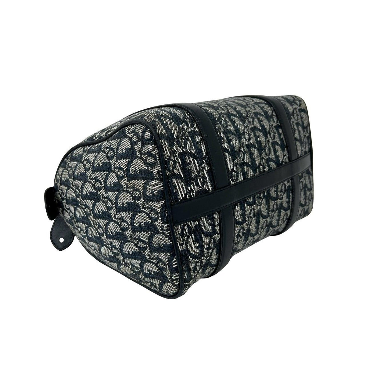 Dior with Key Trotter Pattern Canvas Leather Mini Boston Bag Navy — view 7